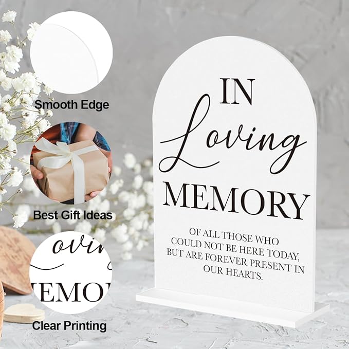 In Loving Memory Wedding Sign, Wedding Engagement Bridal Shower Reception Event Party Table Desk Acrylic Decor