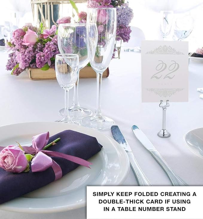Paisley Wedding Table Numbers (Select Color/Quantity), Champagne, Silver, 1-15, Double Sided, Tent or Use in a Stand, Great for Parties & Restaurants - Made in the USA