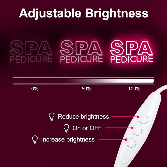 SPA Pedicure Neon Sign for Nail Salons, LED Spa Shop Cutcom Sign Lights Business Wall Decor for Beauty Salon Studio Room ART Decorations, 15.7"x7.3"