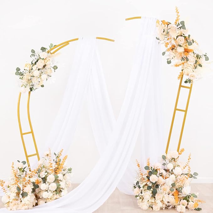 Socomi Wedding Arch Draping Fabric 1 Panel 29" x 19Ft White Sheer Chiffon Curtain Drapes 6 Yards for Wedding Ceremony Birthday Party Decoration
