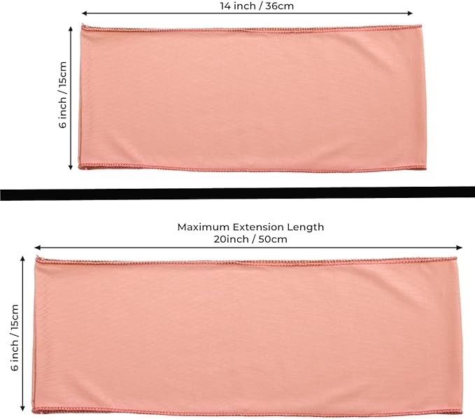 MDS Pack of 100 Spandex Chair Sashes Bows Elastic Stretch Dining Chair Bands Ties Without Slider Buckle Universal fits for Wedding Baby Shower Birthday Party Banquet Event Decoration - Coral Peach