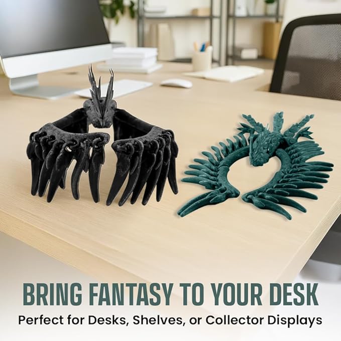 TwistedForge Articulated Forest Phoenix Figurines – 2‑Pack Mythical Creatures Made in USA from Recycled PETG – Poseable Collectible Fantasy Bird Models & Fidget Display Toys for Enthusiasts