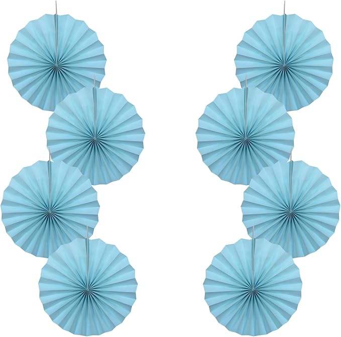 Blue Graduation Party Decor,Baby Blue Party Decorations,Christmas Baby Shower Decorations,Under The Sea Decorations,Blue Bachelorette Party 12in Hanging Paper Fans 30 Color DIY Set (Light Blue)