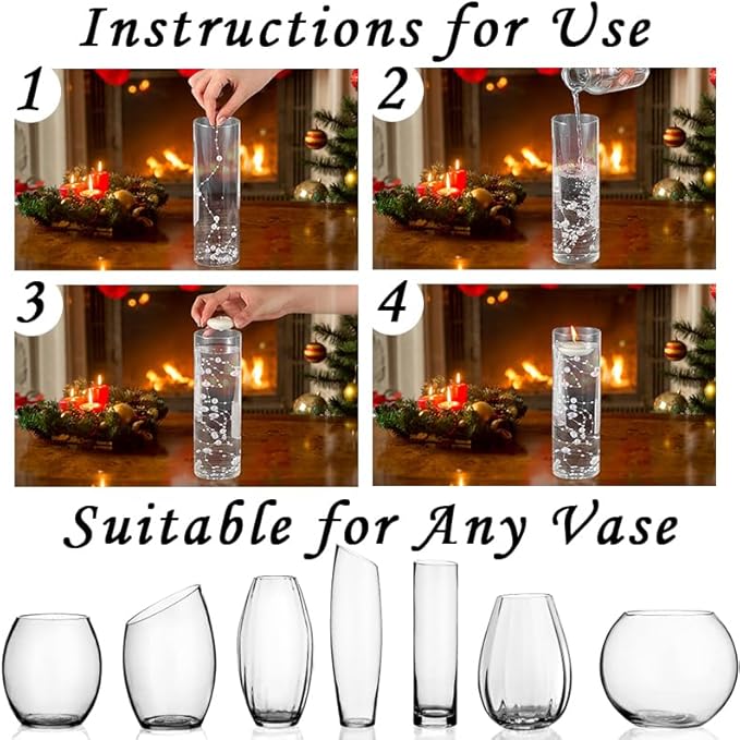 50pcs Pearls String Beads of Pearls, 10+5mm White Artificial Pearl String for Floating Candles Centerpieces, Vase Filler, Wedding Centerpiece Christmas Party Decor