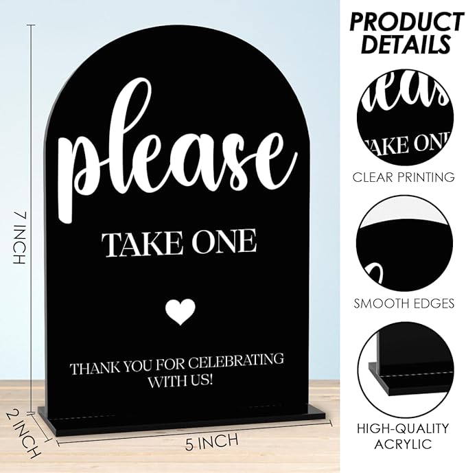 Black Please Take One Sign, Wedding Engagement Bridal Shower Baby Shower Decor for Reception Reception, Weddings Acrylic Sign