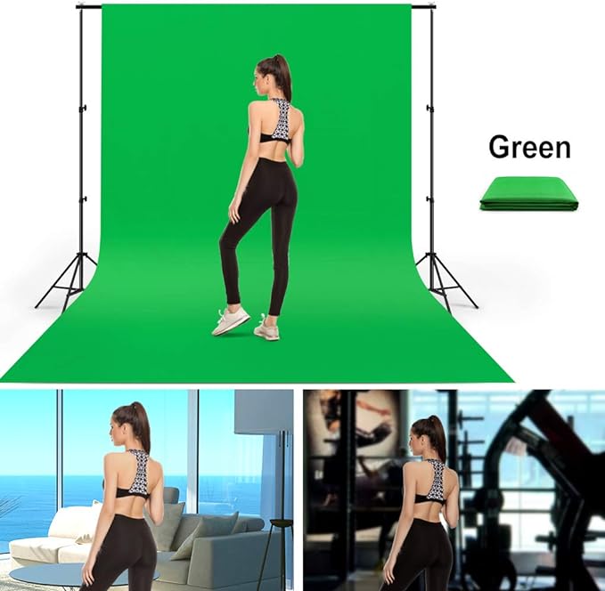 10X12ft Green Screen Backdrop for Photography, LCUIRC Chromakey Polyester Collapsible Greenscreen Background for Streaming, Photography, Zoom Meeting, Video Editing, Podcasting