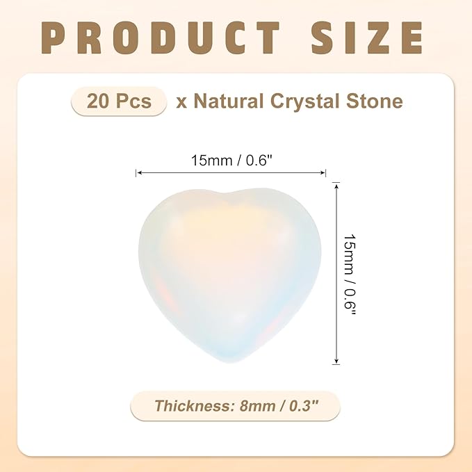 PATIKIL 20 Pcs Natural Heart Shaped Crystal Stone, 0.6 Inch Mini Polished Love Gemstone Crystal, Pocket Rock Engraved Worry Stones for Women Gifts Meditation, AB White