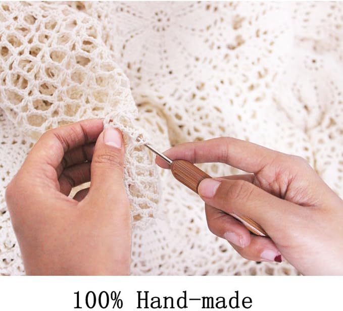 KEPSWET Cotton Handmade Crochet Lace Table Runner White Rectangle Coffee Table Dresser Decor (14x96 inch)