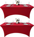 2-Pack 4ft Spandex Table Covers for Rectangular Folding Tables - Wrinkle Resistant Stretch Tight Table Cloths - Ultimate Fitted Table Protector for Parties, Banquet, and Wedding