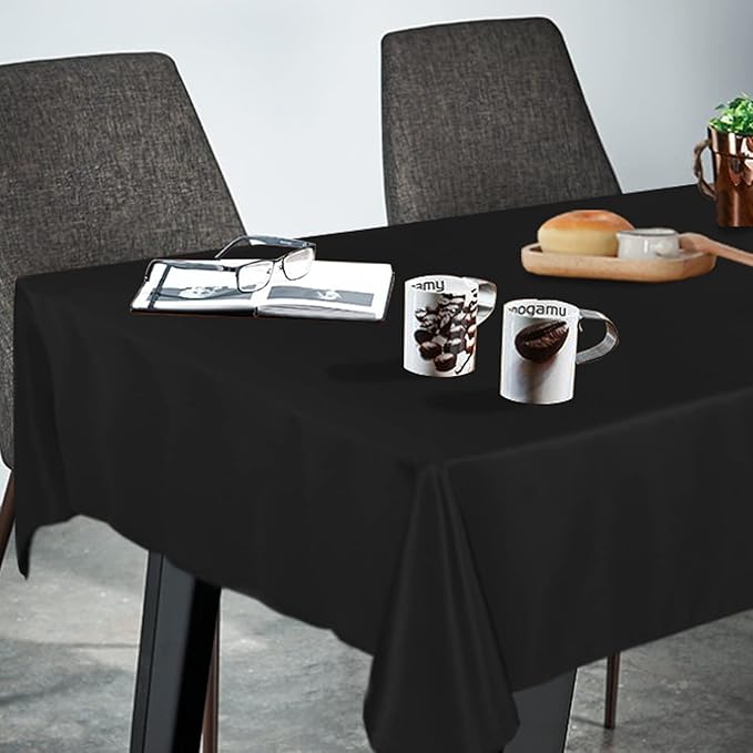 Fitable Rectangle Tablecloth Stain and Wrinkle Resistant Washable Polyester Table Cloth for Buffet Parties and Camping (60x102 inch, Black)