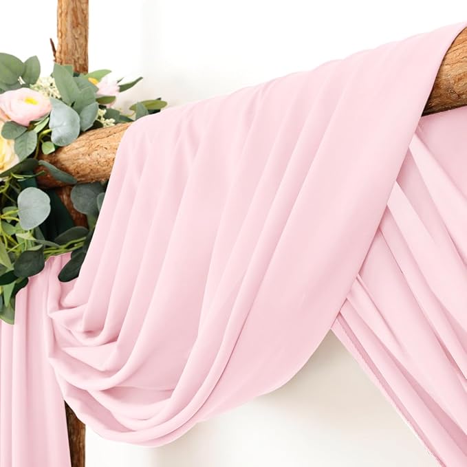 Wedding Arch Draping Fabric 1 Panel 30'' x 18FT Blushing Pink Sheer Chiffon Arch Drapery for Photo Booth Bridal Shower Baby Shower Church Decor Newborn Photography Christening Outdoor Party