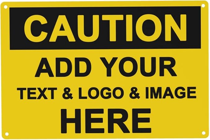 Custom Caution Signs Outdoor Metal - 12 x 8 Personalized Aluminum Warning Signs Rust-Proof Beware of Dog Sign Safety Signs for Home Business