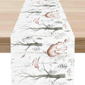 Rustic Forest Table Runner, Farmhouse Wild Woodland Animals Country Fox Rabbits Mushroom Botanical Green Table Center Decor for Home Kitchen Dining Patio Holiday Party, 13"x108" Inch