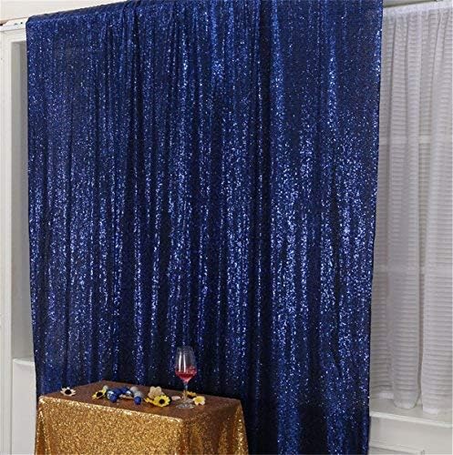 Eternal Beauty Navy Blue Sequin Backdrop, 6x6 Ft Glitter Background Curtains for Shimmer Photography Party Wedding Birthday Independence Day Back Drop Decor