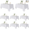 Fitable 8 Pack Rectangle Tablecloths: Stain Resistant Wrinkle Free Fabric Table Clothes, Washable Reusable Polyester Table Covers for Wedding Party Birthday Banquet Reception(White, 60x102 Inch)