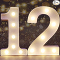 Pooqla Decorative LED Light Up Number Letters, White Plastic Marquee Lights Sign for 12th Birthday Party Wedding Decor, Battery Operated (12)
