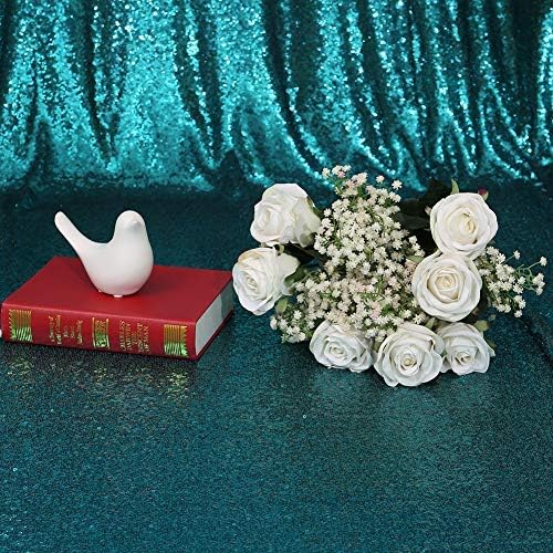 Eternal Beauty Teal Sequin Backdrop, 5x7 Ft Glitter Background Curtains for Shimmer Photography Party Wedding Birthday Back Drop Decor