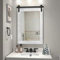 COGOOD Farmhouse Bathroom Mirror - 30 x 21 Rustic Wood Framed Wall Barn Door Mirror for Entryway, Living Room, Vanity Wall Decor (White)