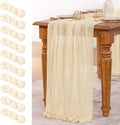 MLMW 10 Pack Beige Table Runner Cheesecloth Boho Gauze Rustic Cheese Cloth Table Runner 160 inch Sheer 13.3ft for Thanksgiving Wedding Party Baby Bridal Shower Birthday