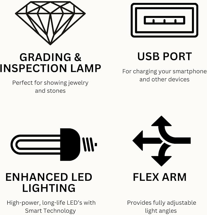 GemOro Horizon 2 LED Light | Adjustable Inspection Lamp for Diamonds Gemstones Pearls Jewelry | Enhanced Lighting with Smart Technology