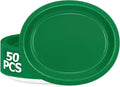 QZYL 50 Count Paper Plates, 12.2'' X 10.2'' Large Green Oval Plates, Daily Dinner Plates Disposable Paper Tray Bulk Party Supplies for Outdoor Picnic Birthday Party Barbecue Holiday
