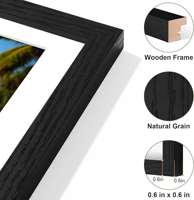 Vittanly 12x16 Collage Picture Frame, Displays 4Pcs 5x7 Pictures with Mat, Picture Frames Collage Wall Decor for Horizontal or Vertical Display, Black, 1 Pack