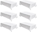 Fitable Faux Linen White Tablecloths for 6 Foot Rectangle Tables - 60 x 102 Inch - 6 Pack Fabric Textured Folding Table Clothes Faux Burlap Table Covers for Wedding, Party, Banquet, Birthday