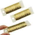 HAHIYO 26Gauge Golden Metal Floral Wire - 3 Rolls, 115 Yards (345 Feet) - Flexible Paddle Wire for Craft, Christmas Wreath, Flower Arrangement, Bouquet Wrapping, Wedding, DIY