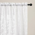 Curtains Sheer White Curtain Panels Boho Farmhouse Drapes with Vintage Floral Pattern 45" Short Length Rod Pocket for Bedroom Living Room Windows French Elegance 3D Relief, Set of 2 (52" Wide Each)