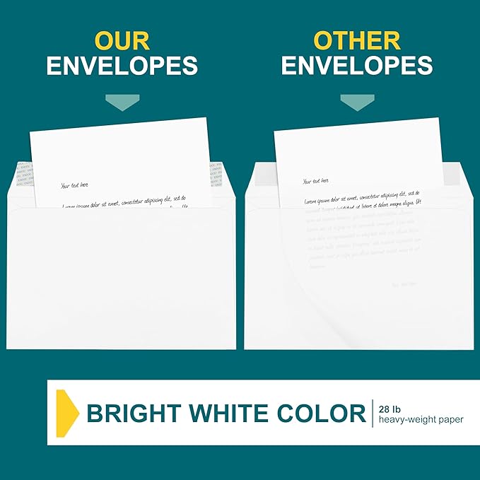 6x9 Booklet Envelopes - 50 pack - Mailing Envelopes Self Seal - White Letter Envelopes with Peel & Seal Closure - Open-Side 6x9 - Plain White 28 lb Paper for Business and Personal Use