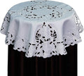 Creative Linens Embroidered Floral Tablecloth 33" Round White Topper