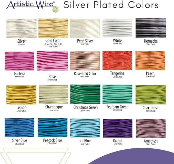 Artistic Wire, 22 Gauge Silver Plated Tarnish Resistant Colored Copper Craft Wire, White, 10 yd