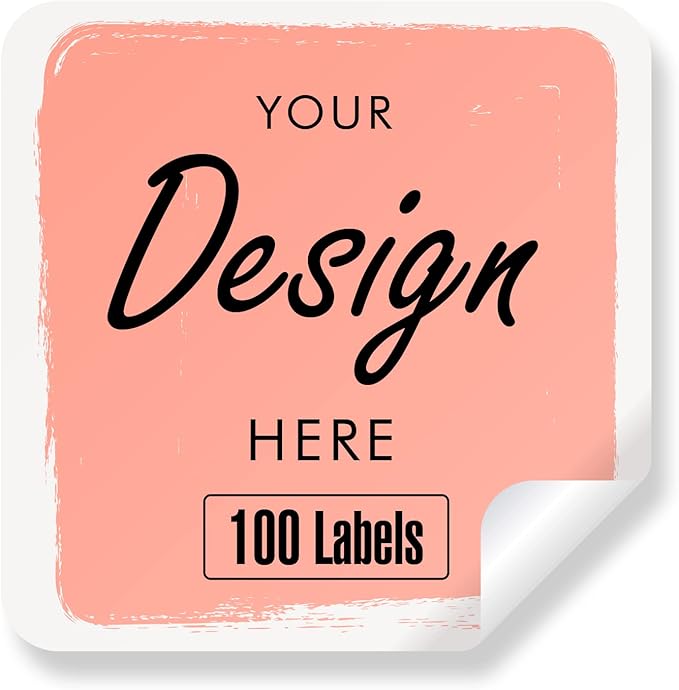 Custom Stickers - Personalized Labels, Custom Thank You, Business Logo, 100 Pink Rectangular Stickers (3.5"x3.5")