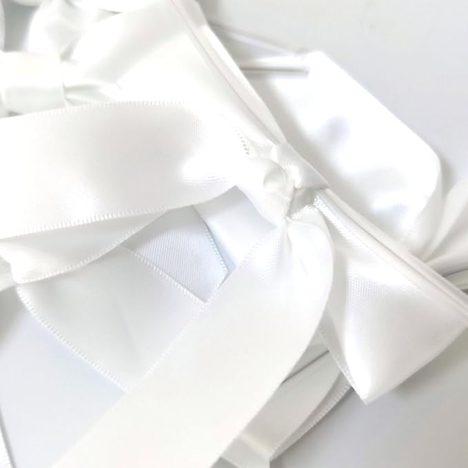 36pcs 3-1/2" White Satin Ribbon Bows with Twist Ties for Big Ribbon Bows for Gift Wrapping Packing Wedding Accessories Decoration (White)