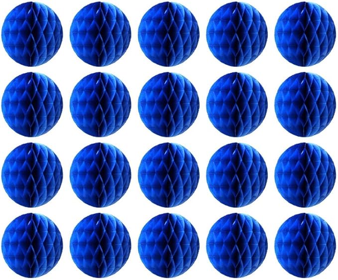 20pcs Honeycomb Flower Balls Party Honeycomb Balls Decoration Paper Flower Balls Tissue Paper Flower Ball Pom Poms Ball for Birthday Wedding Home Decor (6inch, Royal Blue)