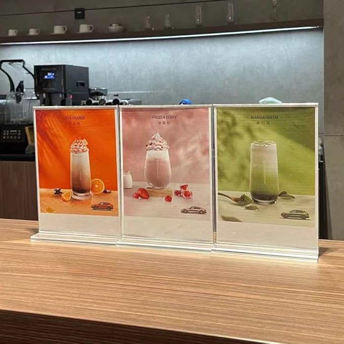 newnewshow Acrylic Sign Holder 8.5x11 Inch 6 Pack Vertical T Shape Double-Sided Desktop Display Holder