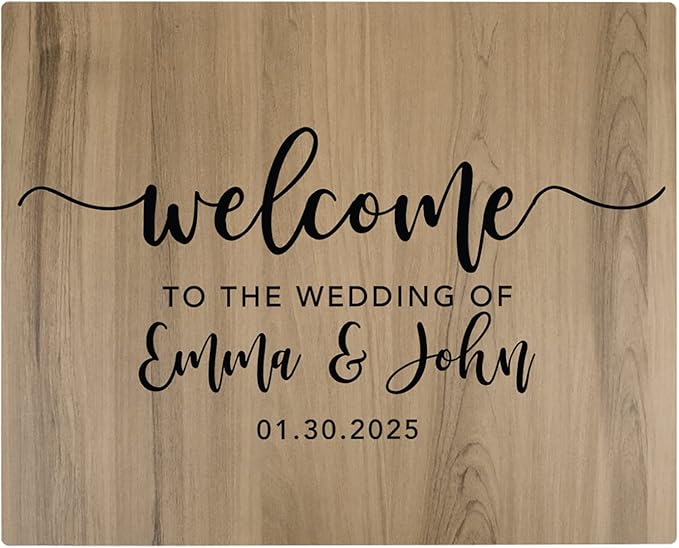 Andaz Press Personalized Large Wooden Welcome Sign for Wedding Rustic Welcome Sign 16" x 20" Custom Names & Date Fall Script Wedding Signage English Oak MDF Wood Finish Reception Indoor Outdoor Signs
