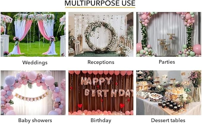 AK TRADING CO. 10 feet x 8 feet IFR Polyester Backdrop Drapes Curtains Panels with Rod Pockets - Wedding Ceremony Party Home Window Decorations - White