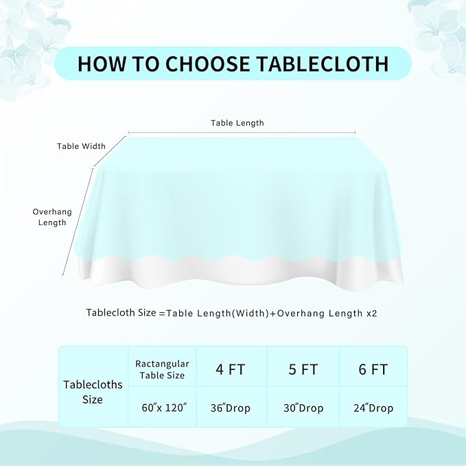 LuoluoHouse Lace Tablecloths Blue Chic Table Fabric 2pcs 60x120 Inch for Rustic Boho Wedding Bridal Shower Party Decoration Rectangle Overlay Blue Long Vintage Embroidered Reception Table Cloth Decor