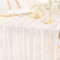 MLMW Ivory White Table Runner Cheesecloth Boho Gauze Rustic Cheese Cloth Table Runner 160 inch Sheer 13.3ft for Thanksgiving Wedding Party Baby Bridal Shower Birthday