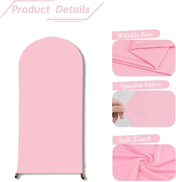 bricia Wedding Arch Backdrop Stand Cover, 6.6FT Double Sided Stretchy Arch Cover Fitted Wedding Birthday Party Banquet Decoration (Pink 79.2''Lx39.6''W)
