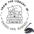 Custom Book Embosser - Personalized Stamp with Gifts for Book Lovers, Ex Libris Embossing Tool for Bibliophiles, Readers, Home & Library Collections (Cat-24)