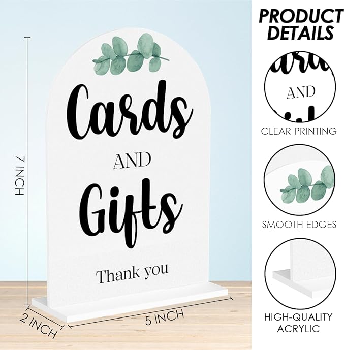 Cards and Gifts Sign for Wedding, Wedding Engagement Bridal Shower Baby Shower Decor for Reception Reception Party, Weddings Table White Acrylic Sign