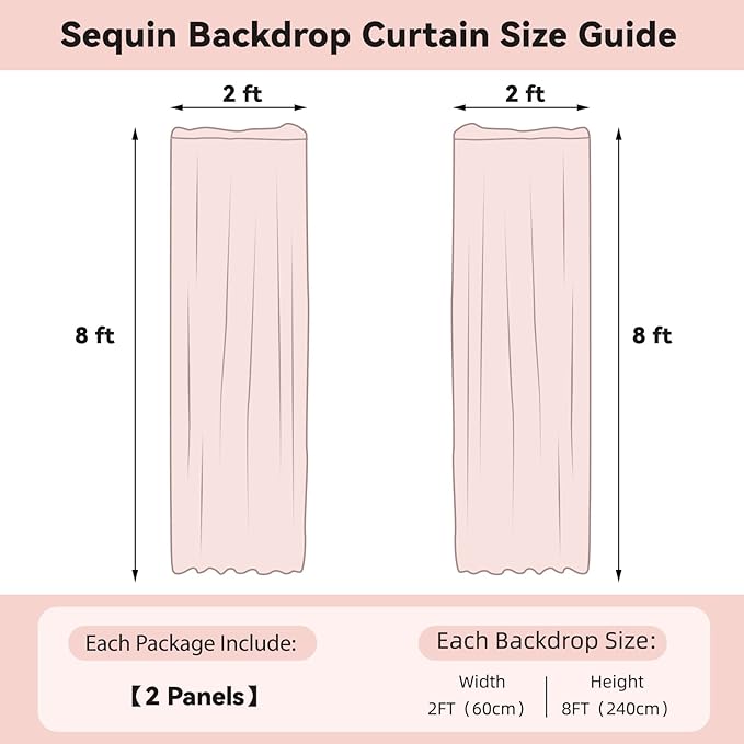 Sugargirl Silver Sequin Backdrop Curtain 2FTx8FT Glitter Background Drapes Sparkle Photography Backdrop for Party Wedding Birthday Wall Decor（2 Panels,Silver