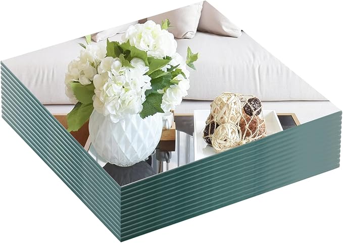 VASUHOME 12" Square Mirrors Candle Plate for Table Centerpieces, Set of 12, 2 mm Thick, Mirror Tiles for Wall, Table Wedding Centerpieces, Party Decor and Crafts
