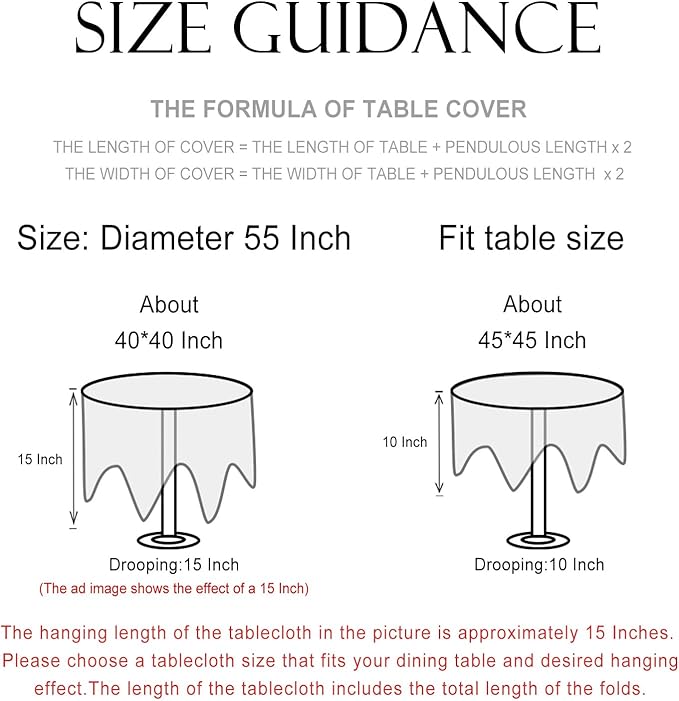 patdrea Designer Small Beige Tablecloth for Round Table,Vintage Anti-Wrinkle French Linen Tree Pattern Table Cloth,Decor Cover for Kitchen Dining Christmas,Thanksgiving,Diameter 55"-Tatiana D