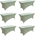 122 6-Pack 6ft Spandex Table Covers for Rectangle Standard Folding Tables - Wrinkle Resistant Stretch Tablecloths - Ultimate Fitted Table Protector for Parties, Banquet, and Wedding