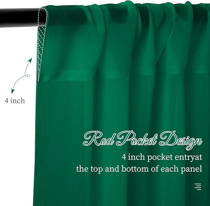 6 Panels Emerald Green Wedding Ceiling Drapes 5ftx30ft Ceiling Drapes Chiffon Fabric Arch Draping Sheer Curtains Soft Drapery Draping Wedding Ceiling Decorations for Party Ceremony Stage Swag