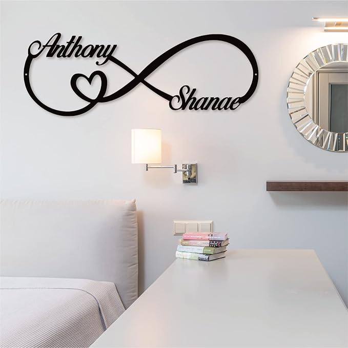 Personalized Infinity Symbol, Metal Love Sign, Custom Family Name Established Date, Metal Wall Art Decor, Valentine'S Day Gift For Her, Personalized Anniversary Wedding Engagement Gift For Couple