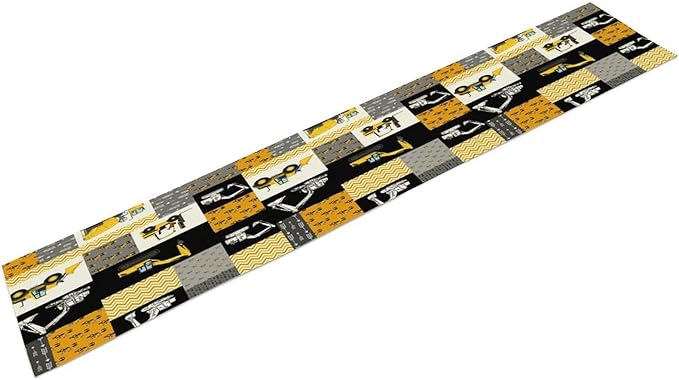 Excavator Table Runner,Boys Kids Construction Vehicles Equipment Trucks Cartoon Car Tablecloth Burlap for Hotel Indoors Outdoor Dining Room Kitchen Holiday Party, 13x90in
